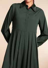 Satin Collared Abaya Green - Final Sale