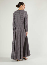 Self Print Batwing Abaya Grey