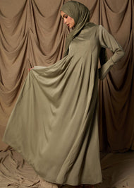 Soft Satin Abaya Olive