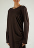 Side Pleat Abaya Dark Brown