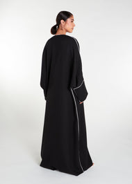 Black Cotton Open Abaya