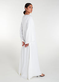 Bell Sleeve Abaya White