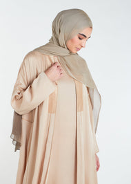 Self Print Satin Open Abaya