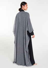 Contrast Print Open Abaya