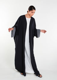 Chequered Cuff Open Abaya