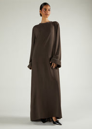 Tote Stitch Abaya Brown