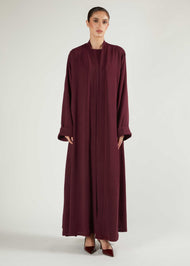Two Piece Open Abaya With Slip Berry