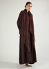 Two Piece Open Abaya With Slip Dark Brown