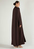 Two Piece Open Abaya With Slip Dark Brown