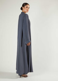 Two Piece Open Abaya With Slip Dusty Blue