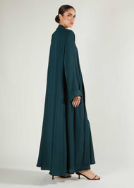 Two Piece Open Abaya With Slip Teal