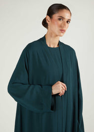 Two Piece Open Abaya With Slip Teal
