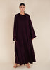 Two Piece Open Abaya with Slip Aubergine