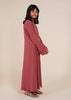 Girls Two Piece Open Abaya With Slip Tea Pink