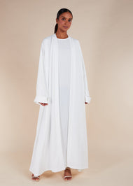 Two Piece Open Abaya With Slip White