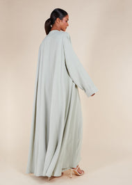 Two Piece Open Abaya With Slip Mint