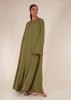 Two Piece Open Abaya With Slip Olive Green