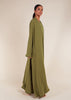 Two Piece Open Abaya With Slip Olive Green