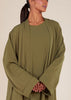 Two Piece Open Abaya With Slip Olive Green
