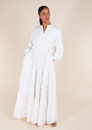 Broderie Tiered Maxi White