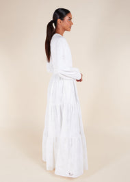 Broderie Tiered Maxi White
