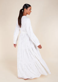 Broderie Tiered Maxi White