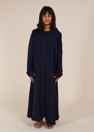 Girls Two Piece Open Abaya with Slip Navy