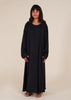 Girls Two Piece Open Abaya with Slip Black