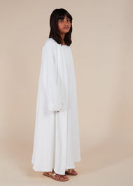 Girls Two Piece Open Abaya With Slip White