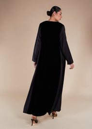 Velvet Panel Open Abaya