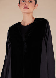 Velvet Panel Open Abaya