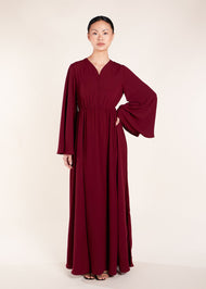 Waist Pleat Abaya Plum - Final Sale