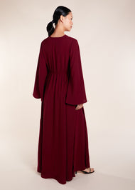 Waist Pleat Abaya Plum