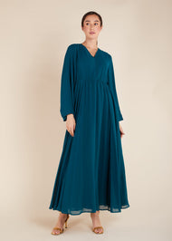 Waist Pleat Abaya Sea Green