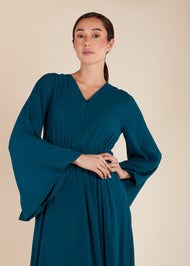 Waist Pleat Abaya Sea Green  - Final Sale