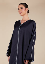 Zip Front Abaya Navy