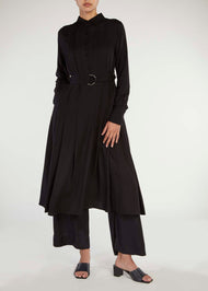 Pleated Shirt Dress Black | Shirt Dresses | Aab Modest Wear