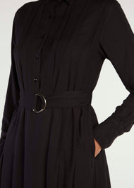 Pleated Shirt Dress Black | Shirt Dresses | Aab Modest Wear