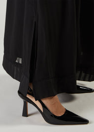 Self Stripes Abaya Black