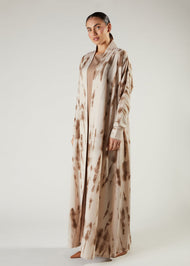 Beige & Brown Open Abaya