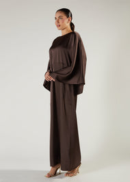 Satin Abaya Brown