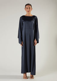 Satin Abaya Blue