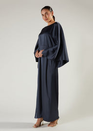 Satin Abaya Blue