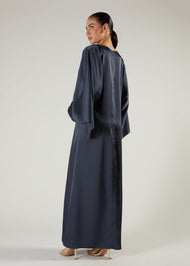 Satin Abaya Blue
