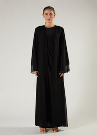 Chiffon Two Piece Abaya Black