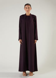 Two Piece Open Abaya Plum