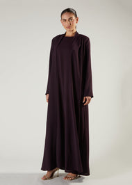 Two Piece Open Abaya Plum