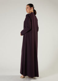Two Piece Open Abaya Plum