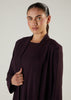 Two Piece Open Abaya Plum