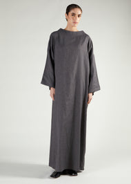 Boat Neck Abaya Charcoal